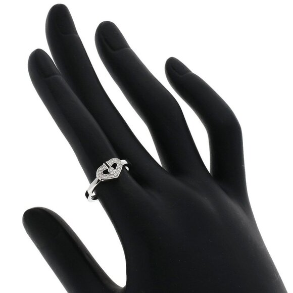 CARTIER C Heart Diamond 51 Ring K18WG Ladies White Gold - Picture 3 of 8